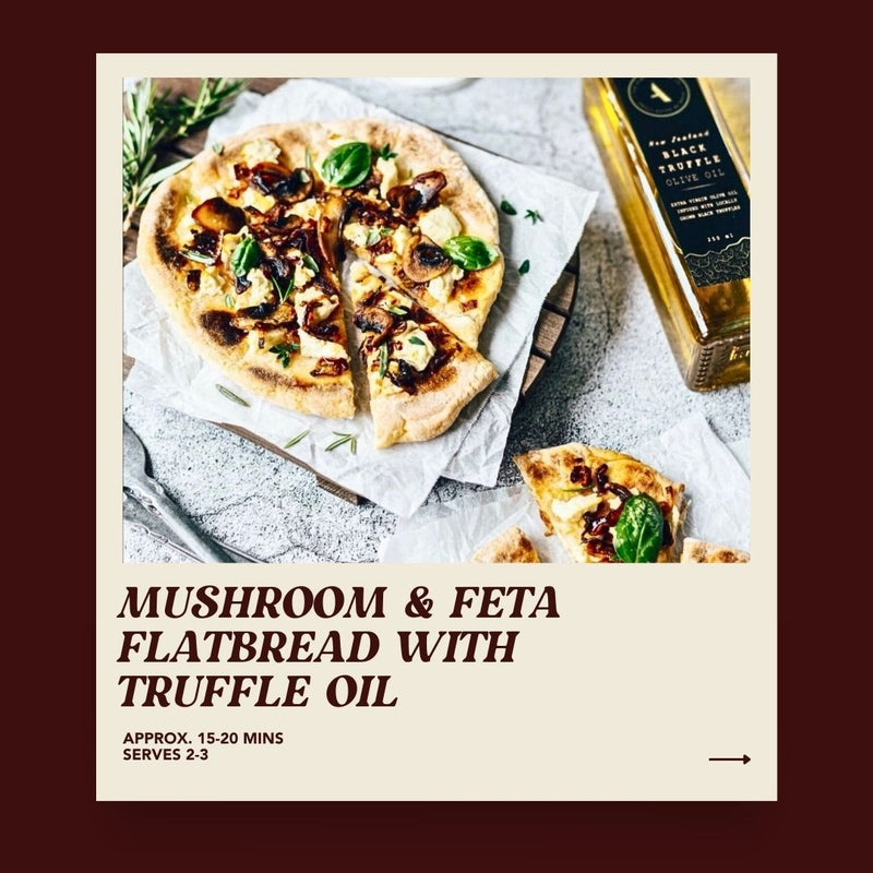 Mushroom and Feta Flatbread with Truffle Oil